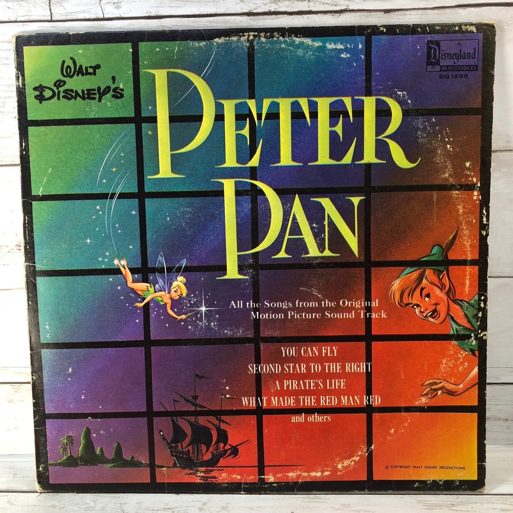Vintage 1963 Walt Disney Peter Pan Vinyl Record Soundtrack Disneyland DQ-1206